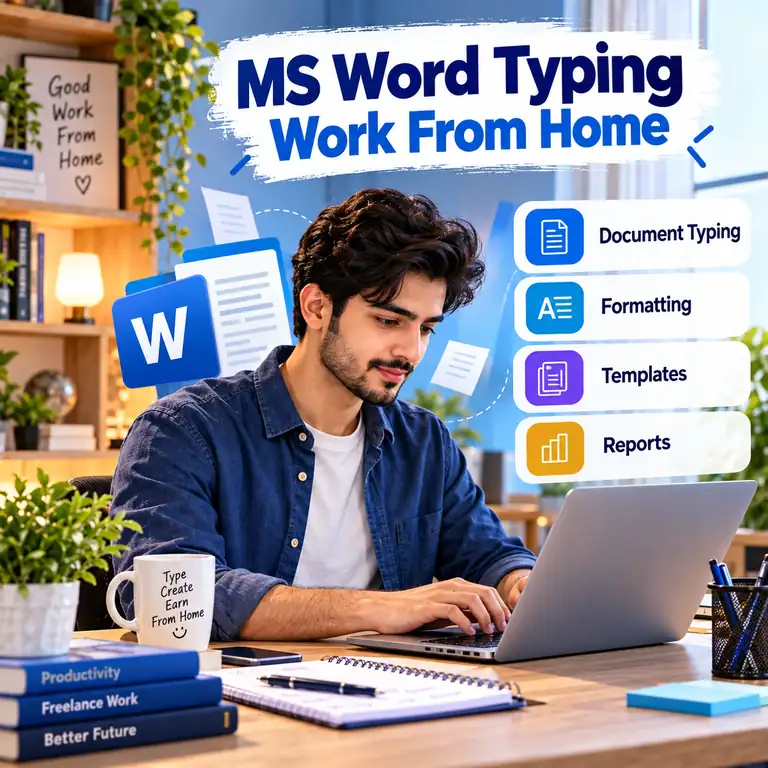 Typing & MS Word skills and project-based work illustration